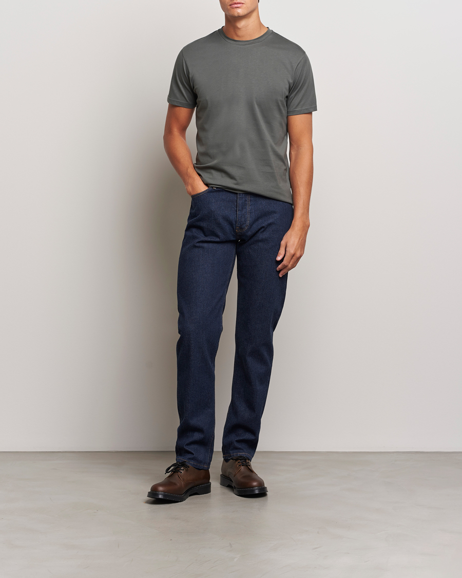Heren | T-shirts | Sunspel | Riviera Midweight T-Shirt Drill Green
