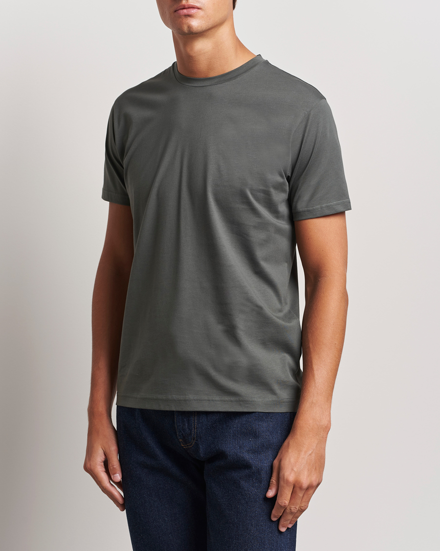 Heren | T-shirts | Sunspel | Riviera Midweight T-Shirt Drill Green