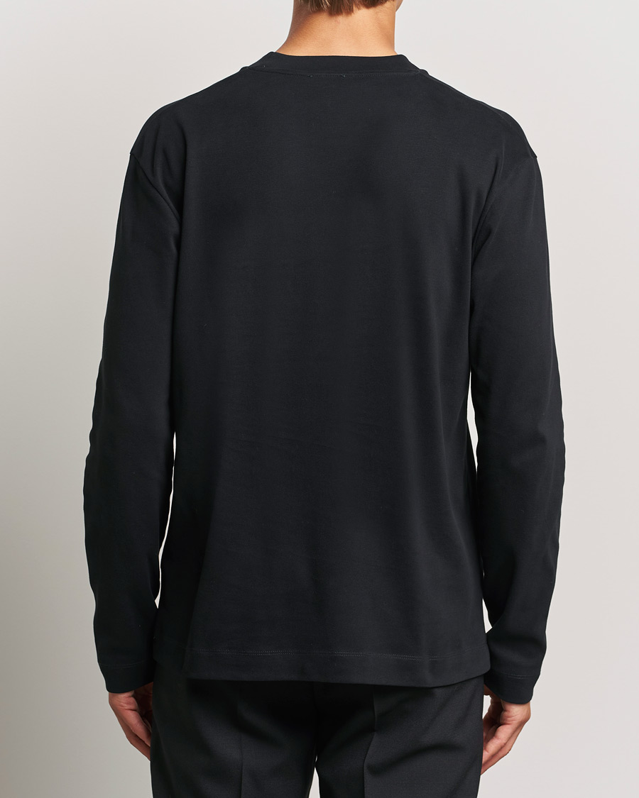 Heren | T-shirts | Sunspel | Heavy Weight Supima Cotton Long Sleeve T-Shirt Black