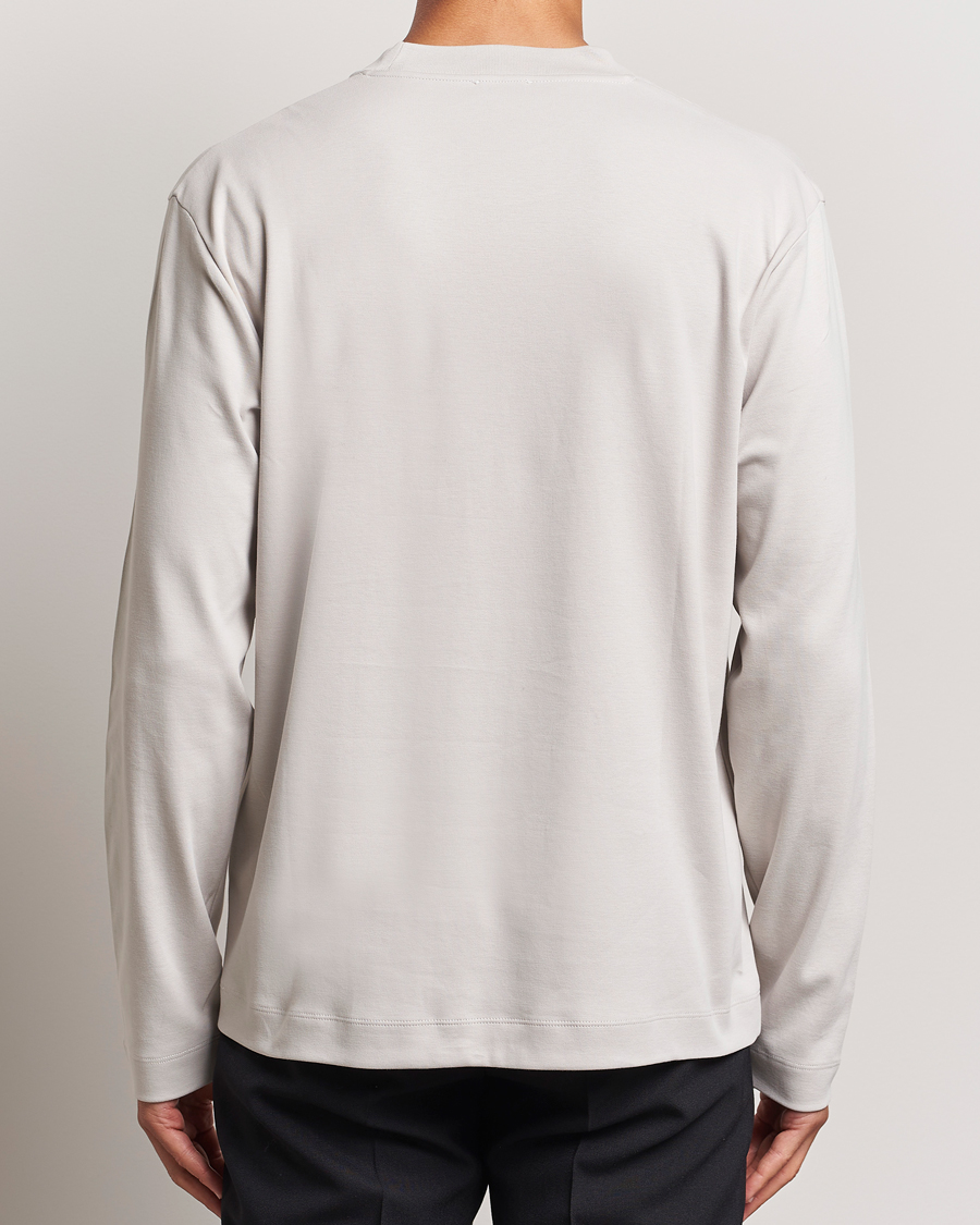 Heren | T-shirts | Sunspel | Heavyweight Mock Neck Long Sleeve T-Shirt Putty