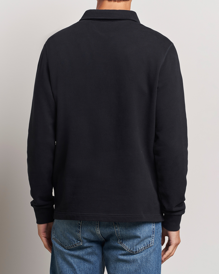 Heren | Truien | Sunspel | Zip Loopback Sweatshirt Polo Black