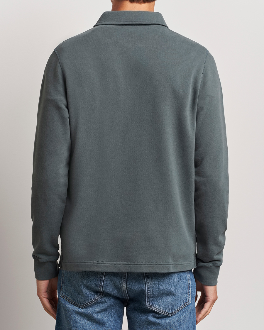 Heren | Truien | Sunspel | Zip Loopback Sweatshirt Polo Drill Green