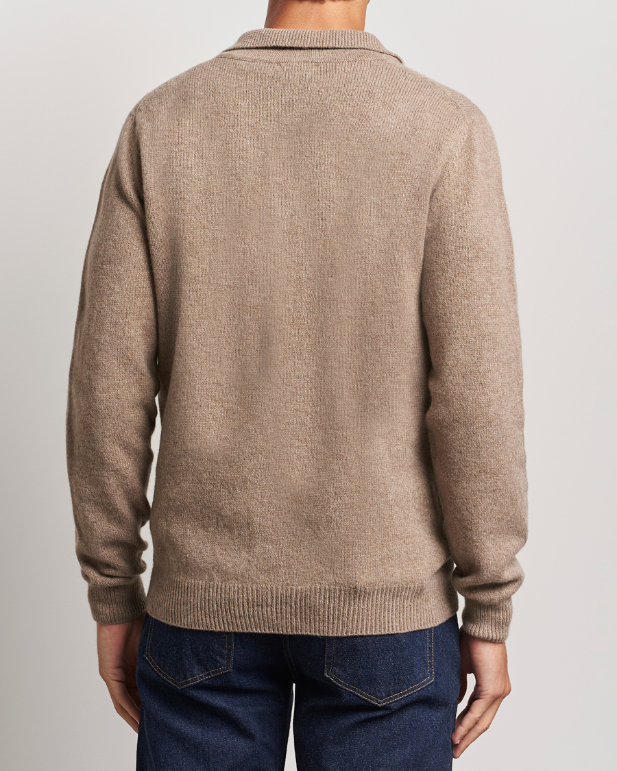 Heren | Truien | Sunspel | Lambswool Poloshirt Sandstone