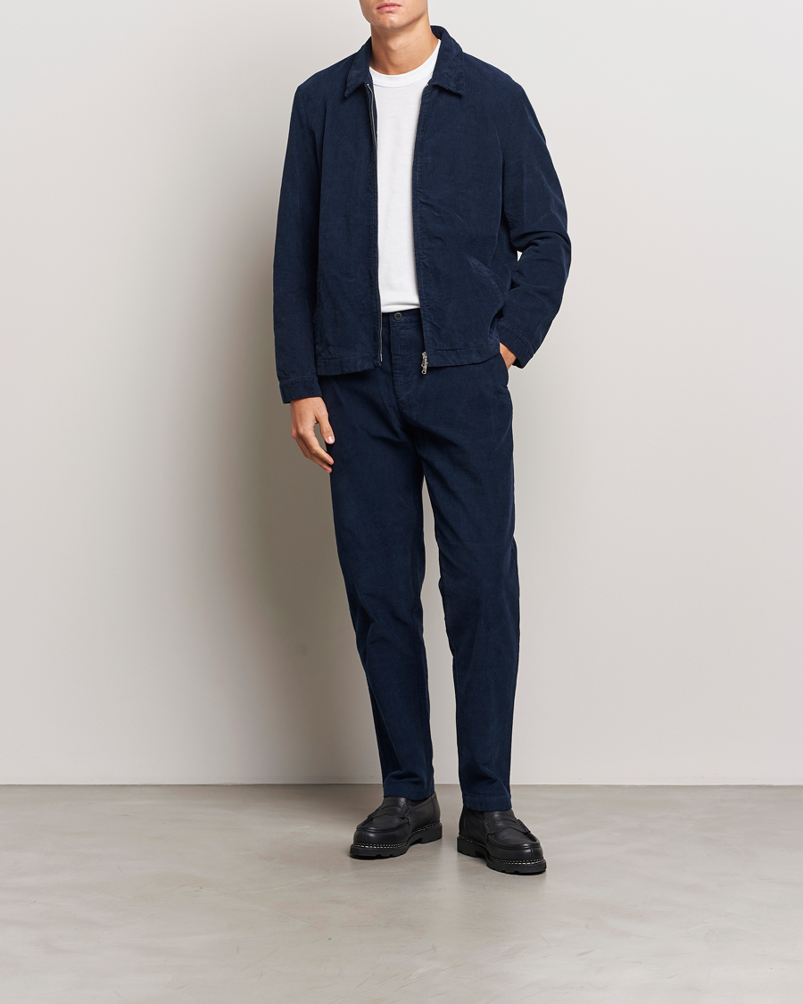 Heren | Broeken | Sunspel | Corduroy Chore Trousers Navy