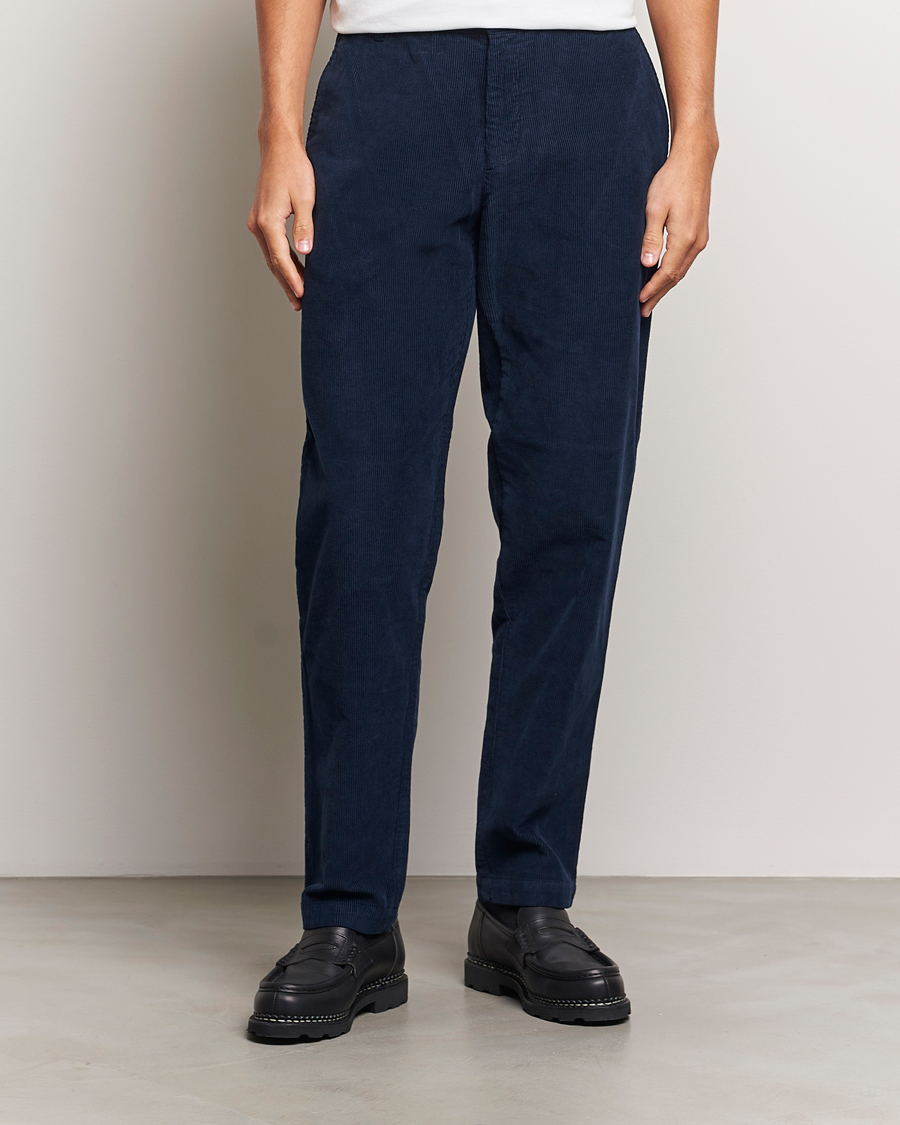 Heren | Broeken | Sunspel | Corduroy Chore Trousers Navy