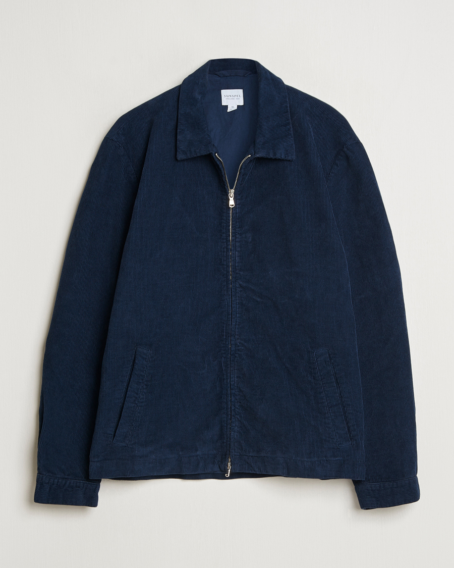 Heren | Jassen | Sunspel | Corduroy Harrington Jacket Navy