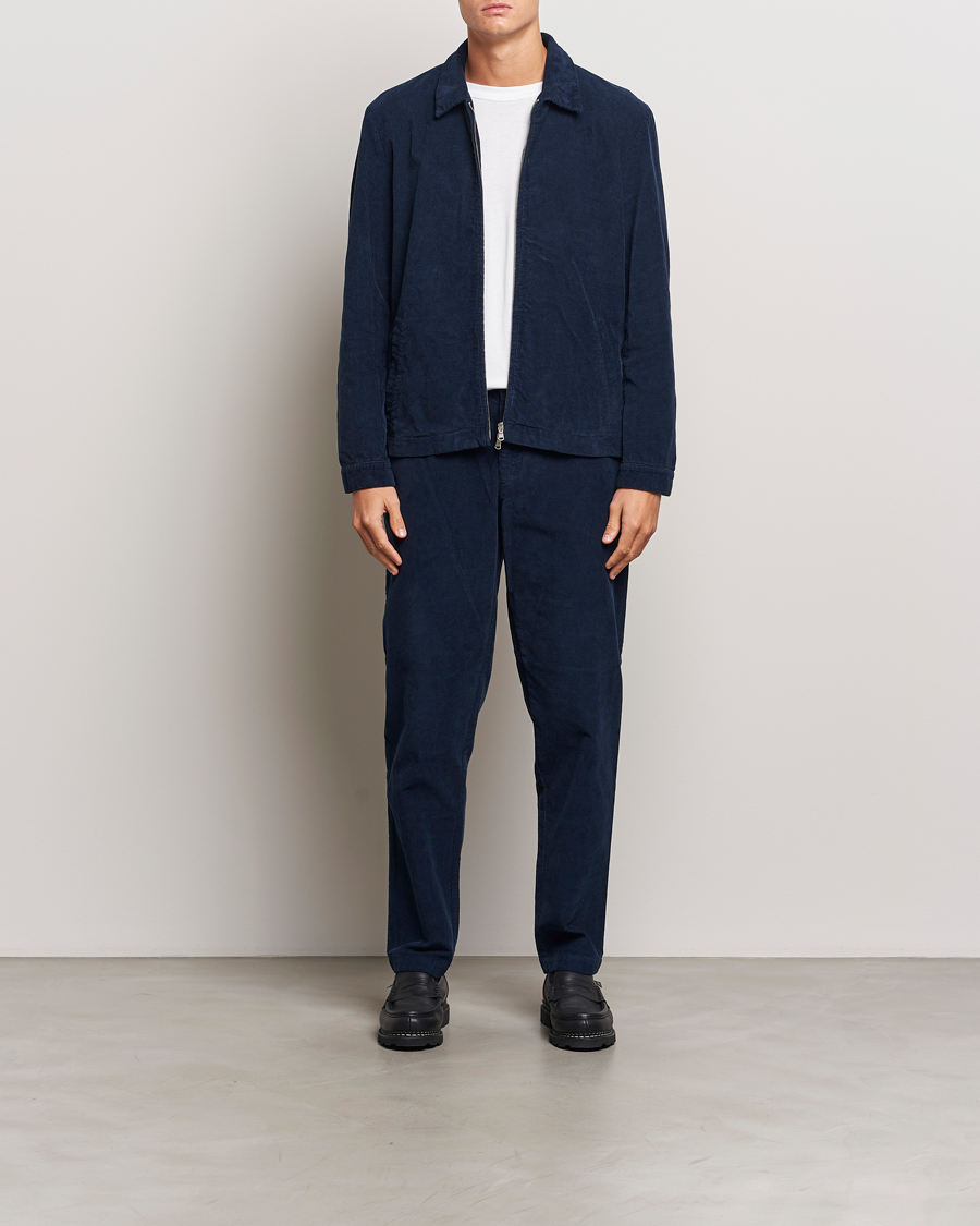 Heren | Jassen | Sunspel | Corduroy Harrington Jacket Navy