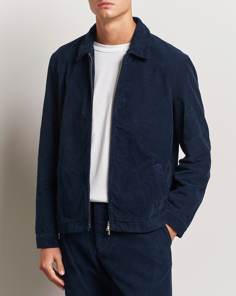Heren | Jassen | Sunspel | Corduroy Harrington Jacket Navy