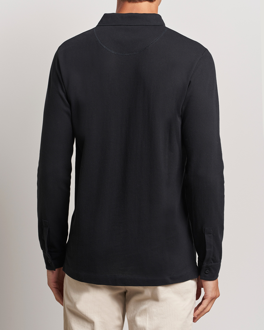Heren | Truien | Sunspel | Riviera Long Sleeve Polo Black