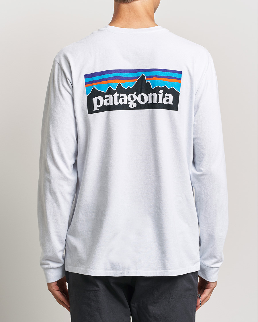 Heren | T-shirts | Patagonia | P-6 Logo Responsibili LS T-Shirt White