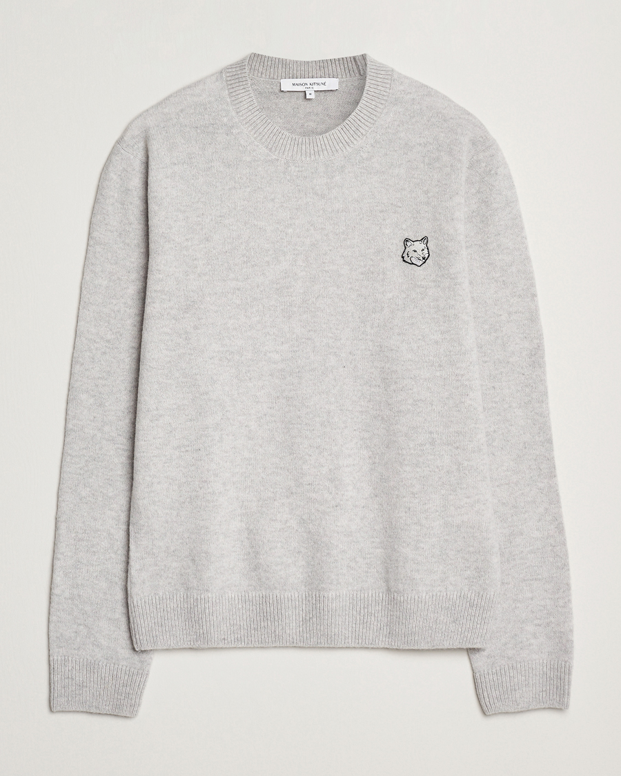 Heren | Truien | Maison Kitsuné | Bold Fox Lambswool Crew Neck Light Grey Melange