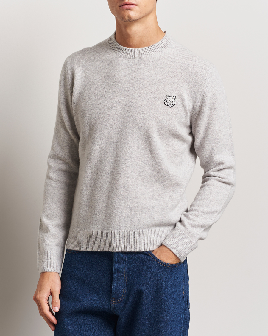 Heren | Truien | Maison Kitsuné | Bold Fox Lambswool Crew Neck Light Grey Melange