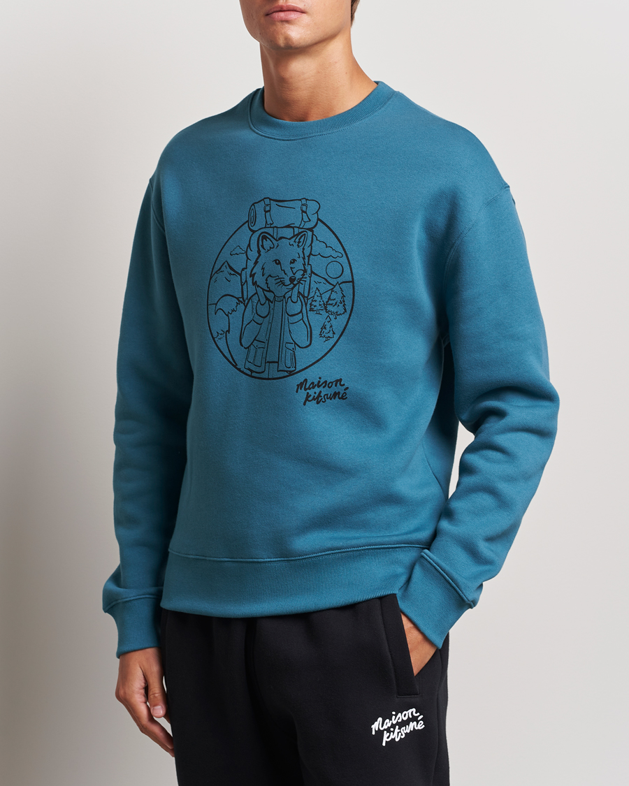 Heren | Truien | Maison Kitsuné | Ramblin Fox Sweatshirt Lake Blue