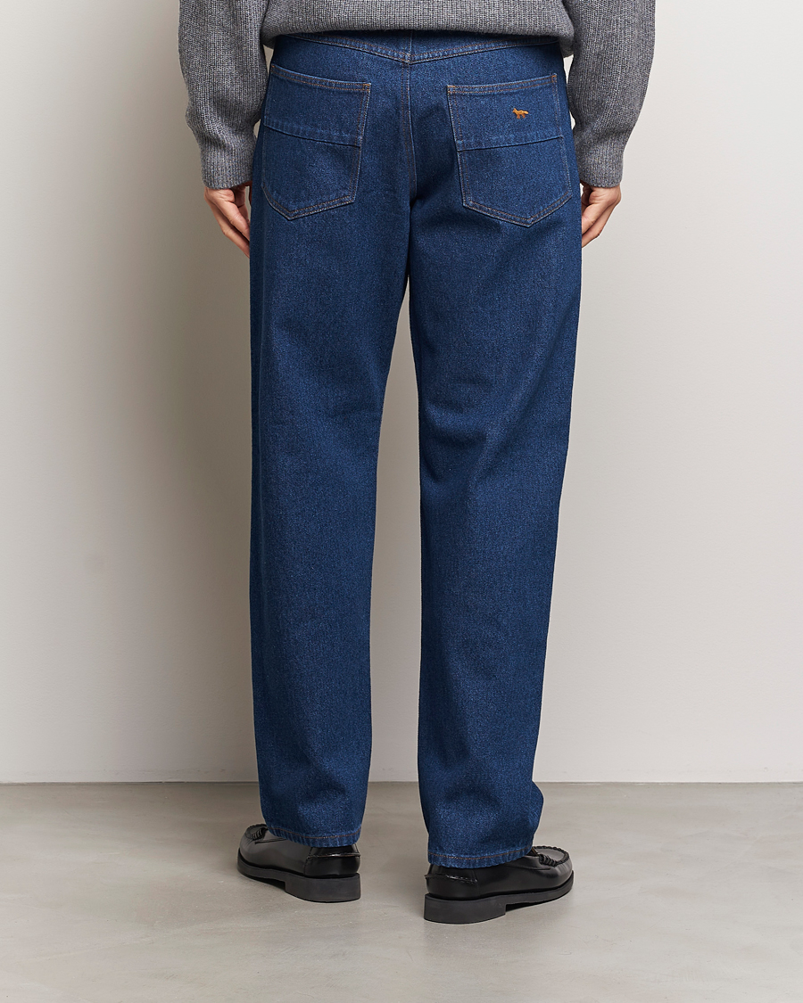Heren | Jeans | Maison Kitsuné | Straight Fit Jeans Stone Washed Indigo