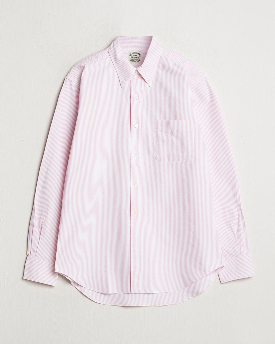 Heren | Overhemden | Kamakura Shirts | Vintage Ivy Oxford Button Down Shirt Pink Stripe