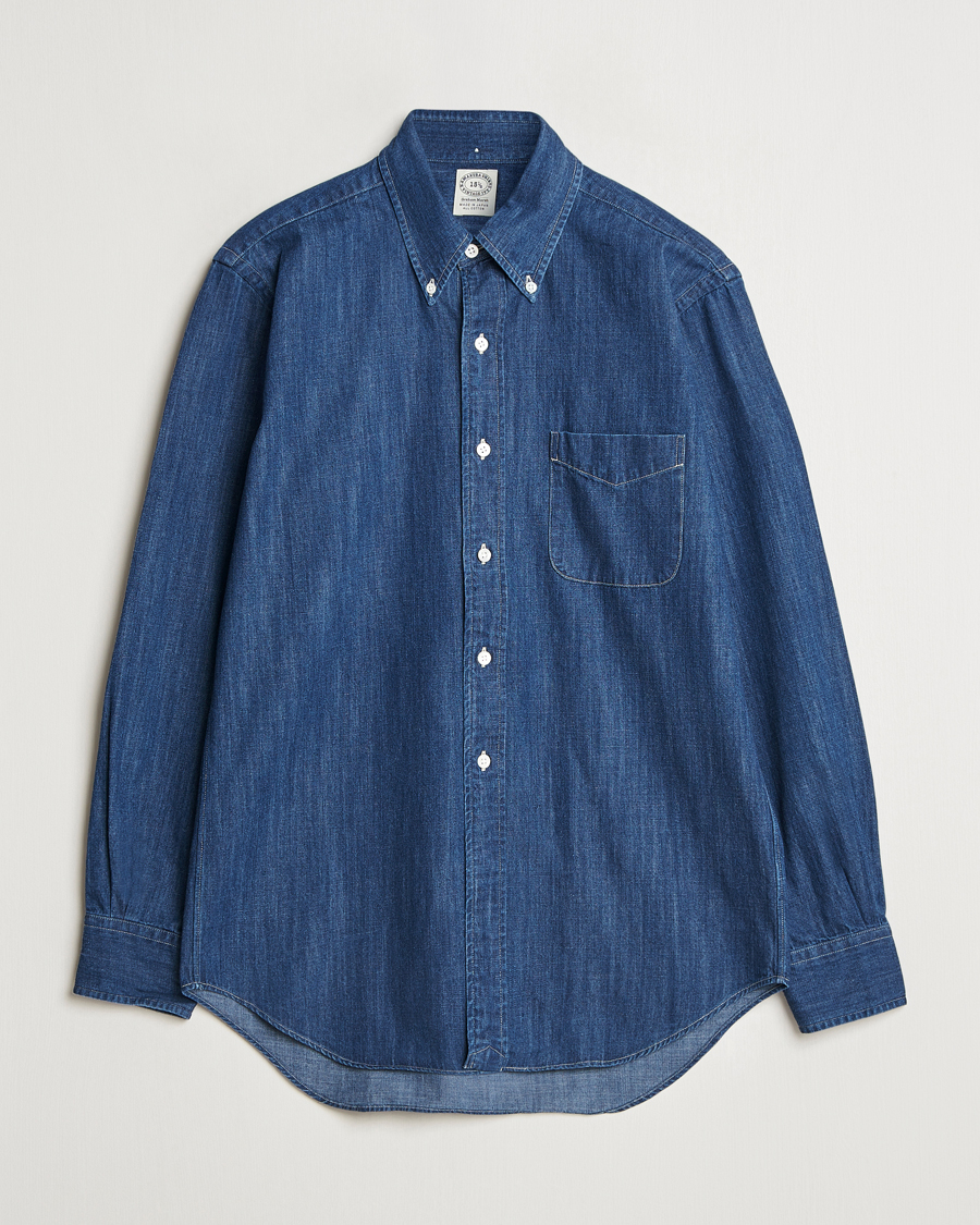 Heren | Overhemden | Kamakura Shirts | Vintage Ivy Denim Button Down Shirt Dark Blue