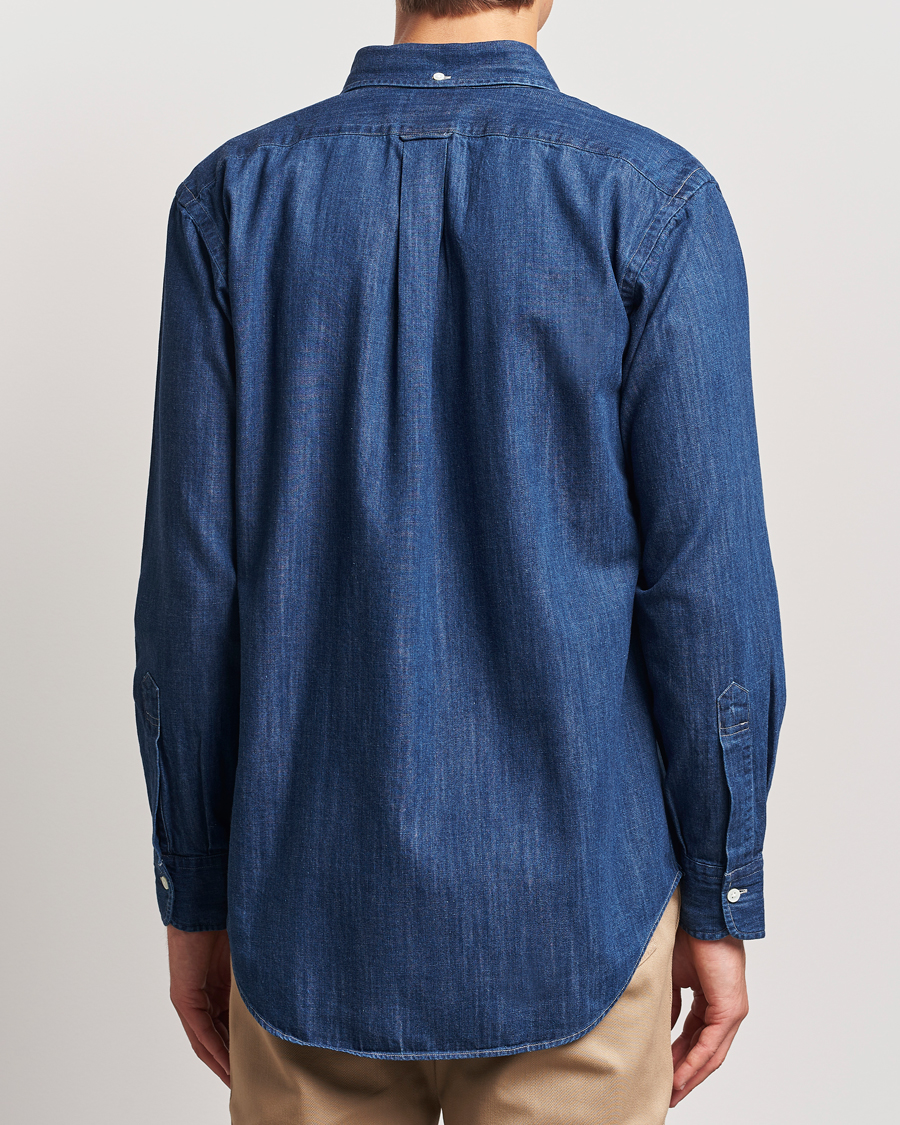 Heren | Overhemden | Kamakura Shirts | Vintage Ivy Denim Button Down Shirt Dark Blue