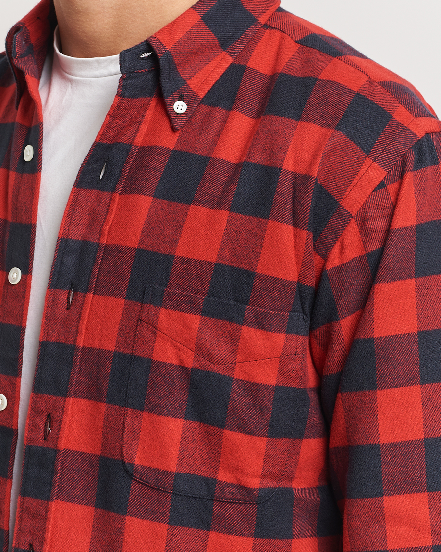 Heren | Overhemden | Kamakura Shirts | Vintage Ivy Buffalo Check Flannel Shirt Red