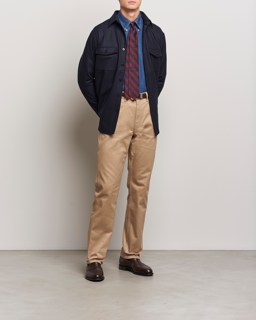 Heren | Overhemden | Kamakura Shirts | Wool Flannel CPO Shirt Navy