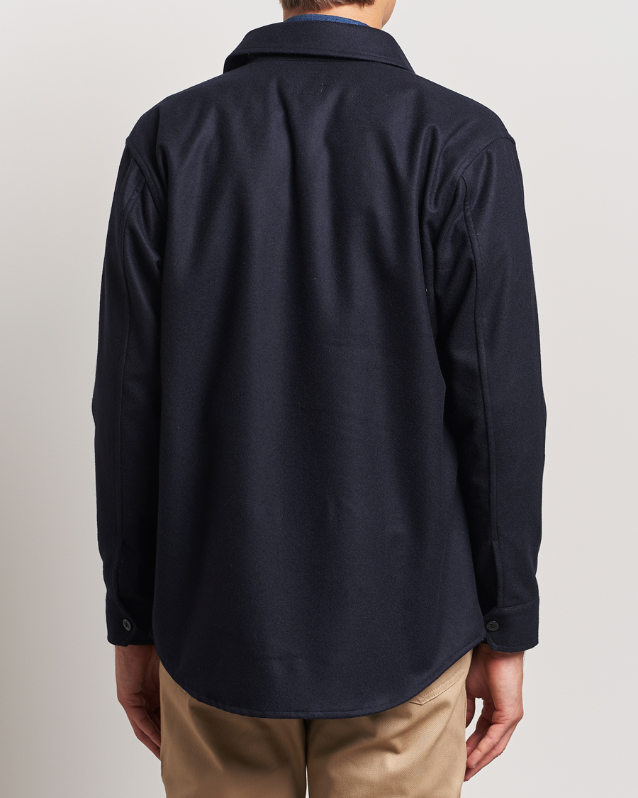 Heren | Overhemden | Kamakura Shirts | Wool Flannel CPO Shirt Navy