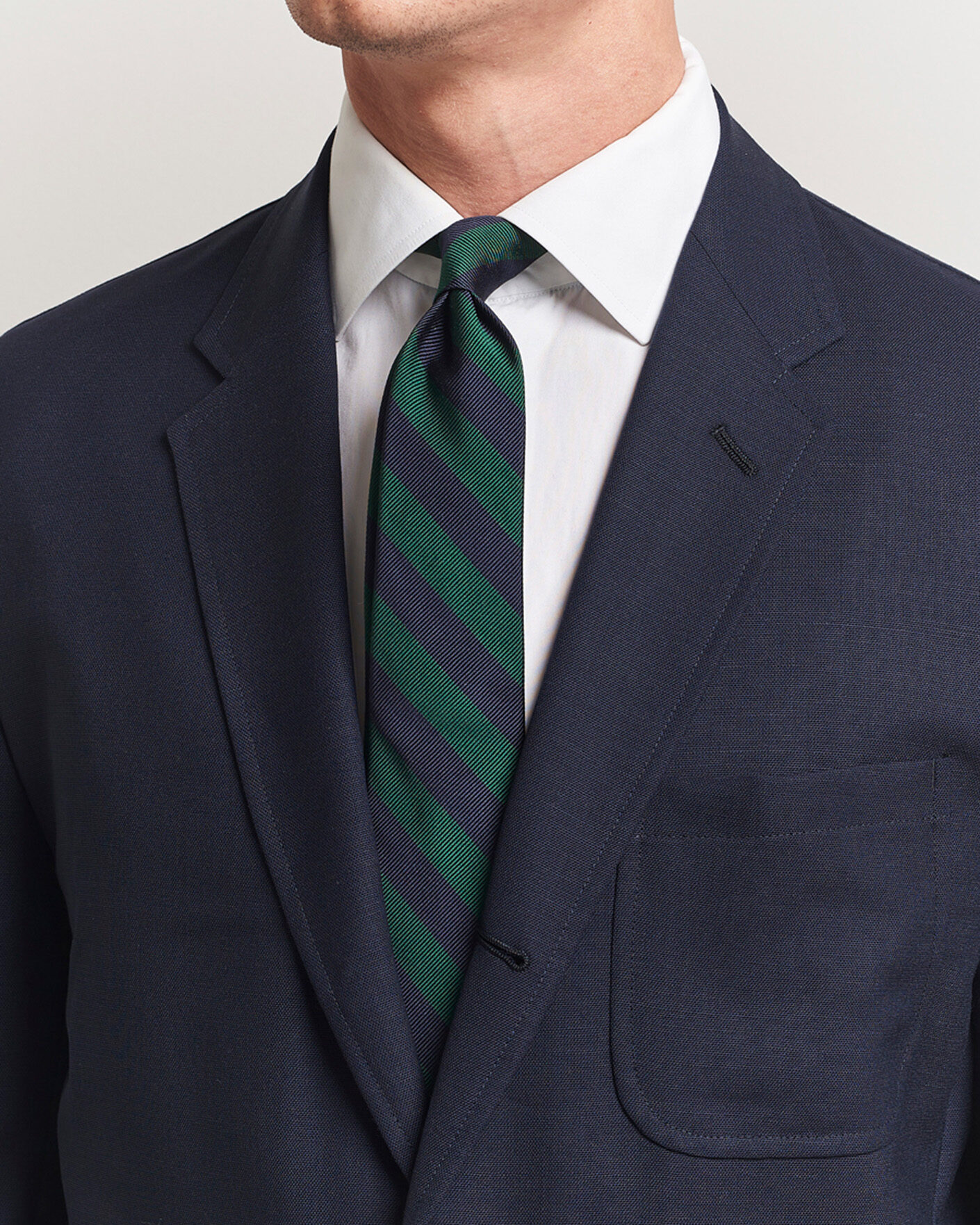 Heren | Stropdassen | Kamakura Shirts | Kamakura ShirtsVintage Ivy Regimental Stripe Silk TieNavy/Green