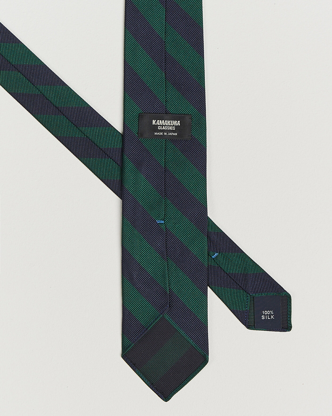 Heren | Stropdassen | Kamakura Shirts | Kamakura ShirtsVintage Ivy Regimental Stripe Silk TieNavy/Green