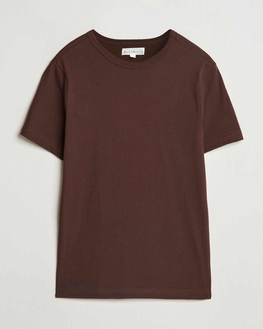 Heren | T-shirts | Merz b. Schwanen | 1950s Classic Loopwheeled T-Shirt Coffee