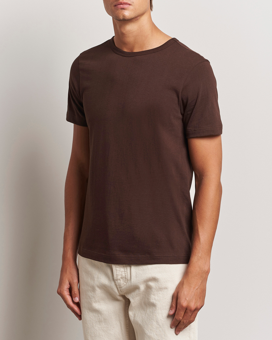 Heren | T-shirts | Merz b. Schwanen | 1950s Classic Loopwheeled T-Shirt Coffee