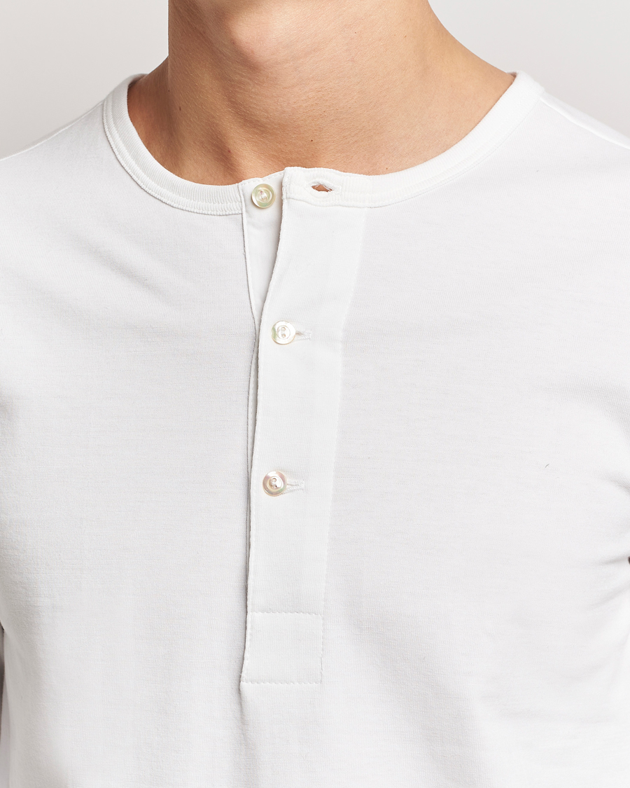 Heren | Truien | Merz b. Schwanen | Classic Organic Cotton Henley Sweater White