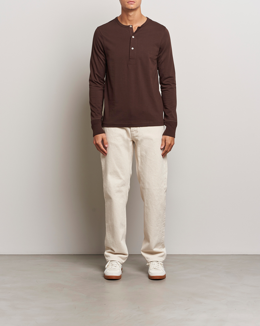 Heren | Truien | Merz b. Schwanen | Classic Organic Cotton Henley Coffee