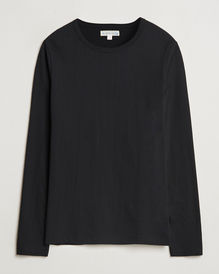 Heren | T-shirts | Merz b. Schwanen | 1950s Classic Loopwheeled Longsleeve T-Shirt Black