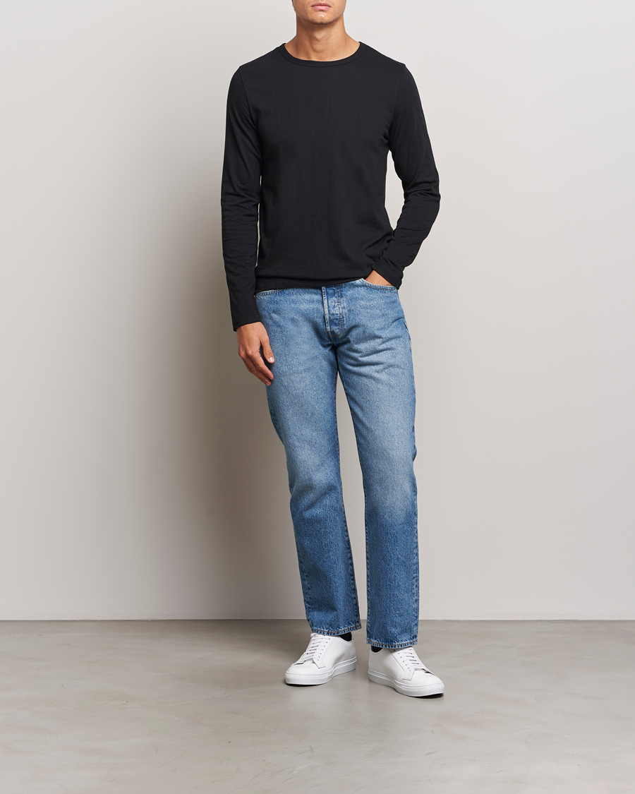 Heren | T-shirts | Merz b. Schwanen | 1950s Classic Loopwheeled Longsleeve T-Shirt Black