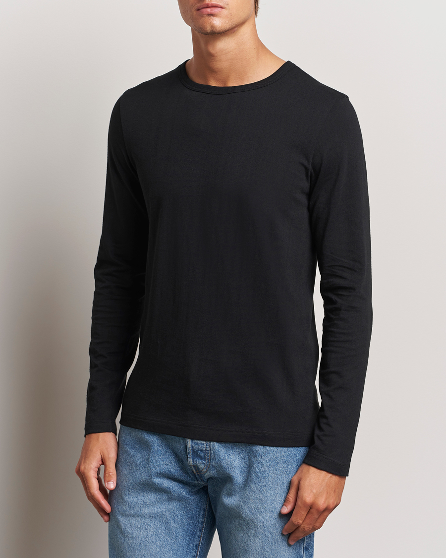 Heren | T-shirts | Merz b. Schwanen | 1950s Classic Loopwheeled Longsleeve T-Shirt Black