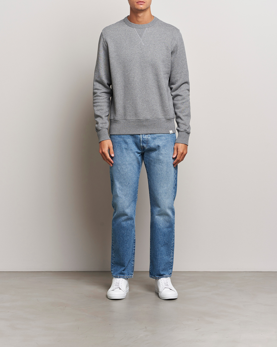 Heren | Truien | Merz b. Schwanen | Relaxed Fit Vintage Cotton Sweatshirt Grey Melange