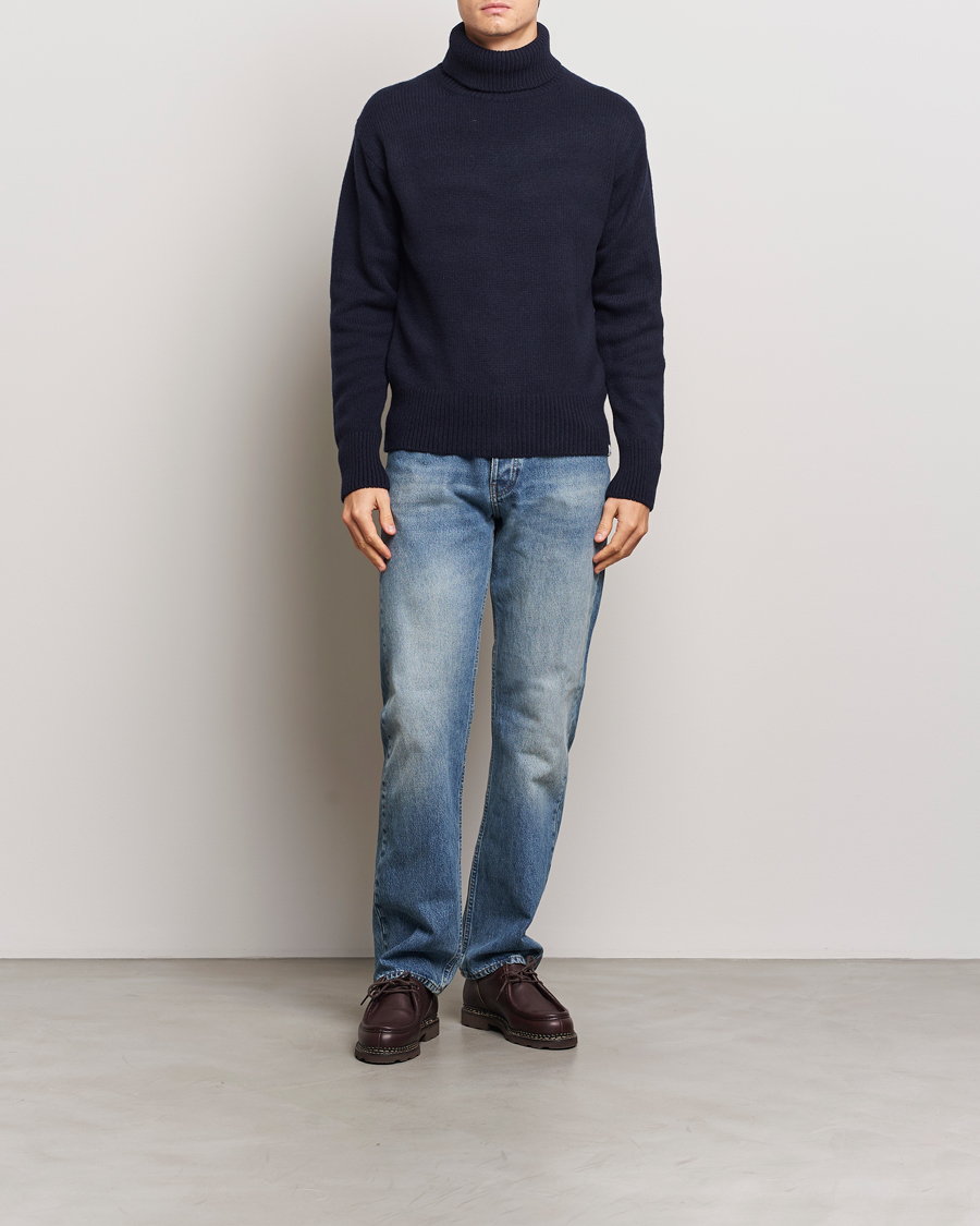 Heren | Truien | Merz b. Schwanen | Merino/Cashmere Rollneck Dark Navy