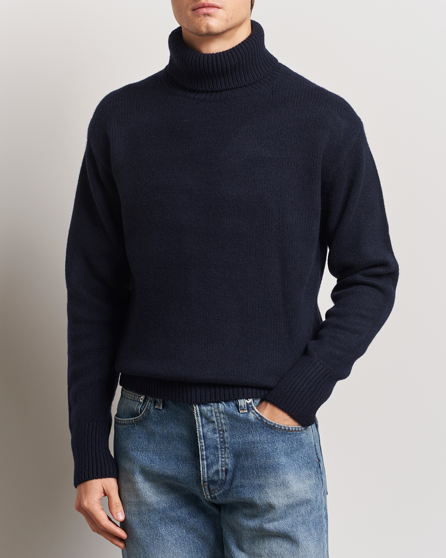 Heren | Truien | Merz b. Schwanen | Merino/Cashmere Rollneck Dark Navy