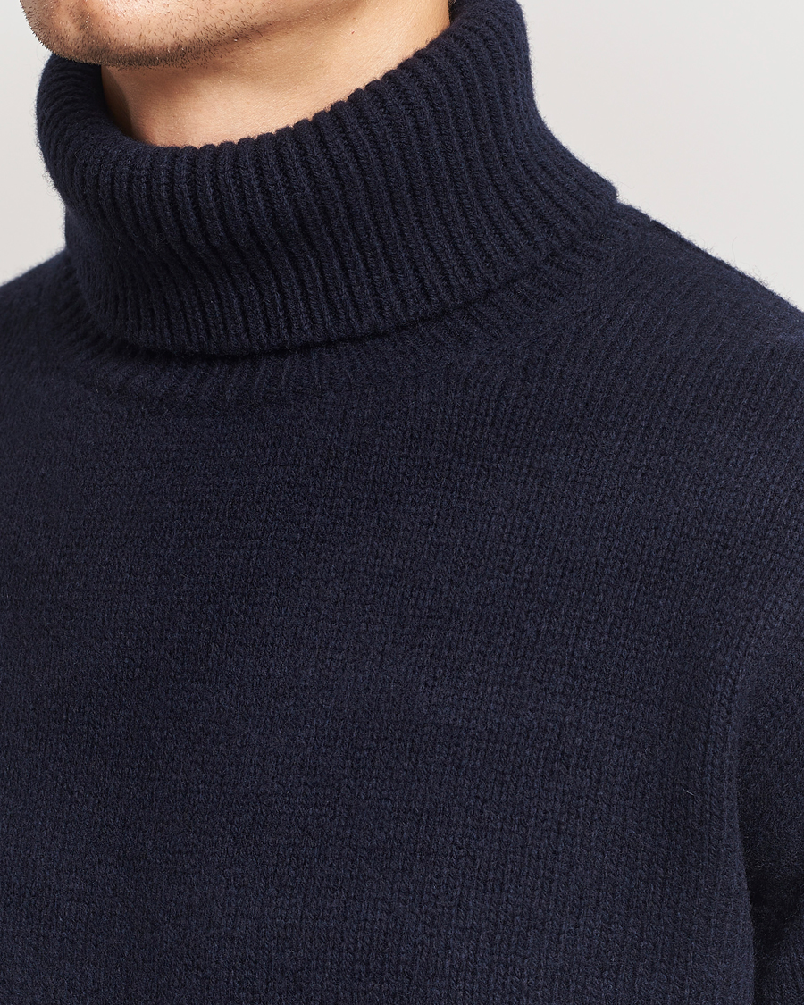 Heren | Truien | Merz b. Schwanen | Merino/Cashmere Rollneck Dark Navy