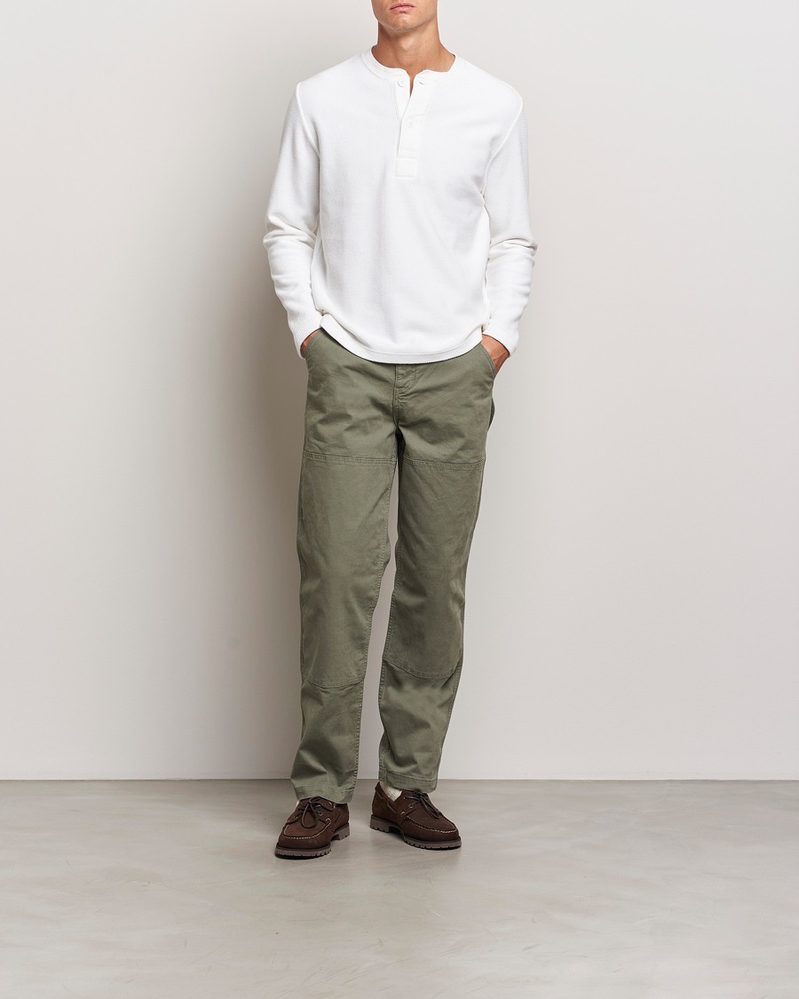 Heren | Truien | BEAMS PLUS | Waffle Cotton Henley White