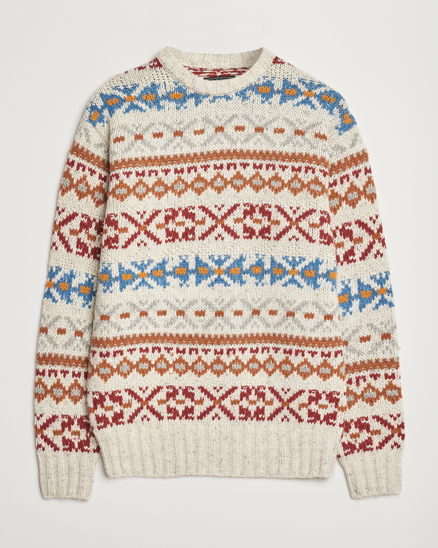 Heren | Truien | BEAMS PLUS | Fair Isle Crew Neck Sweater Off White