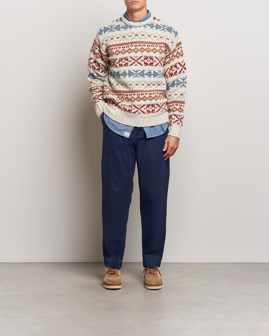Heren | Truien | BEAMS PLUS | Fair Isle Crew Neck Sweater Off White