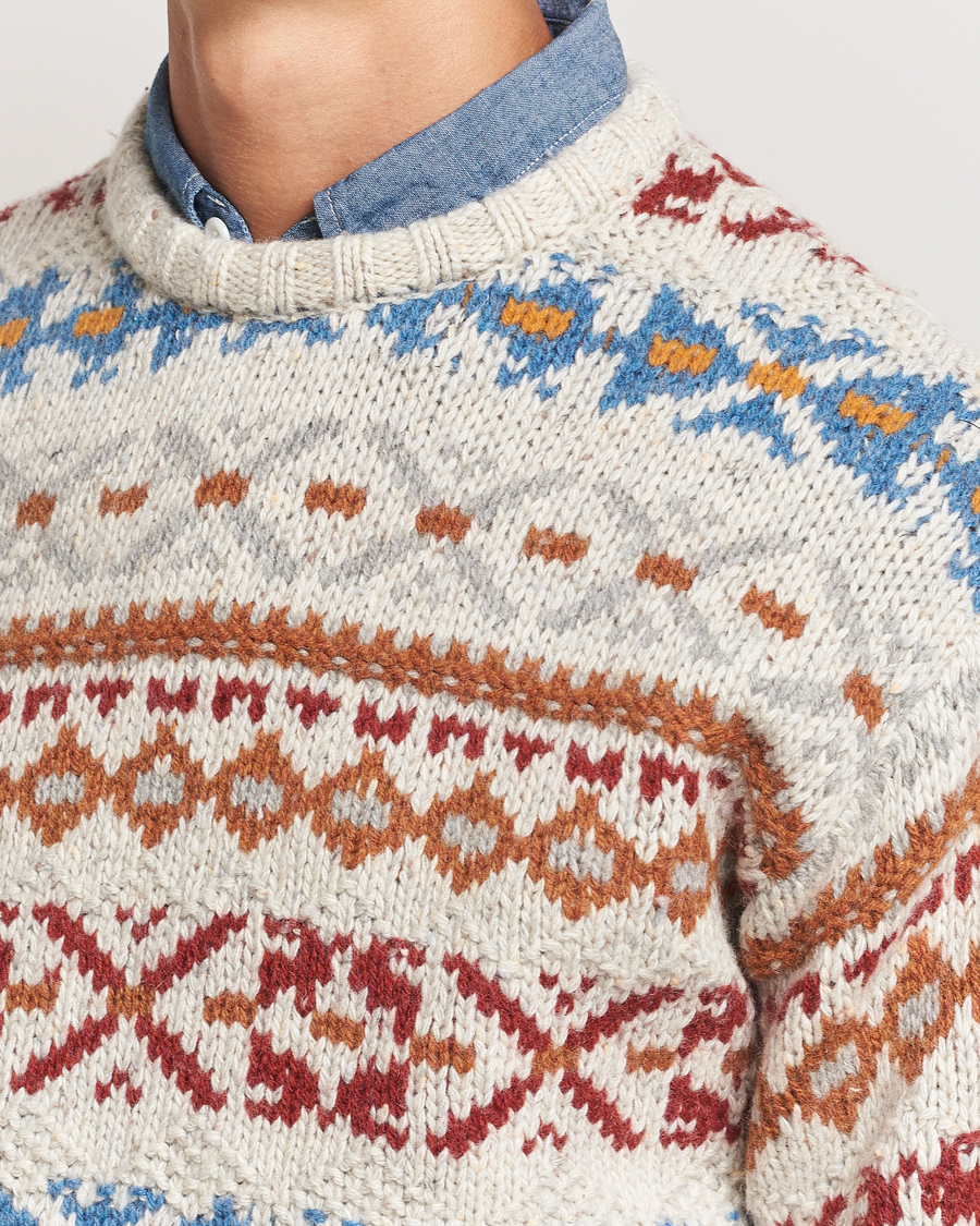 Heren | Truien | BEAMS PLUS | Fair Isle Crew Neck Sweater Off White
