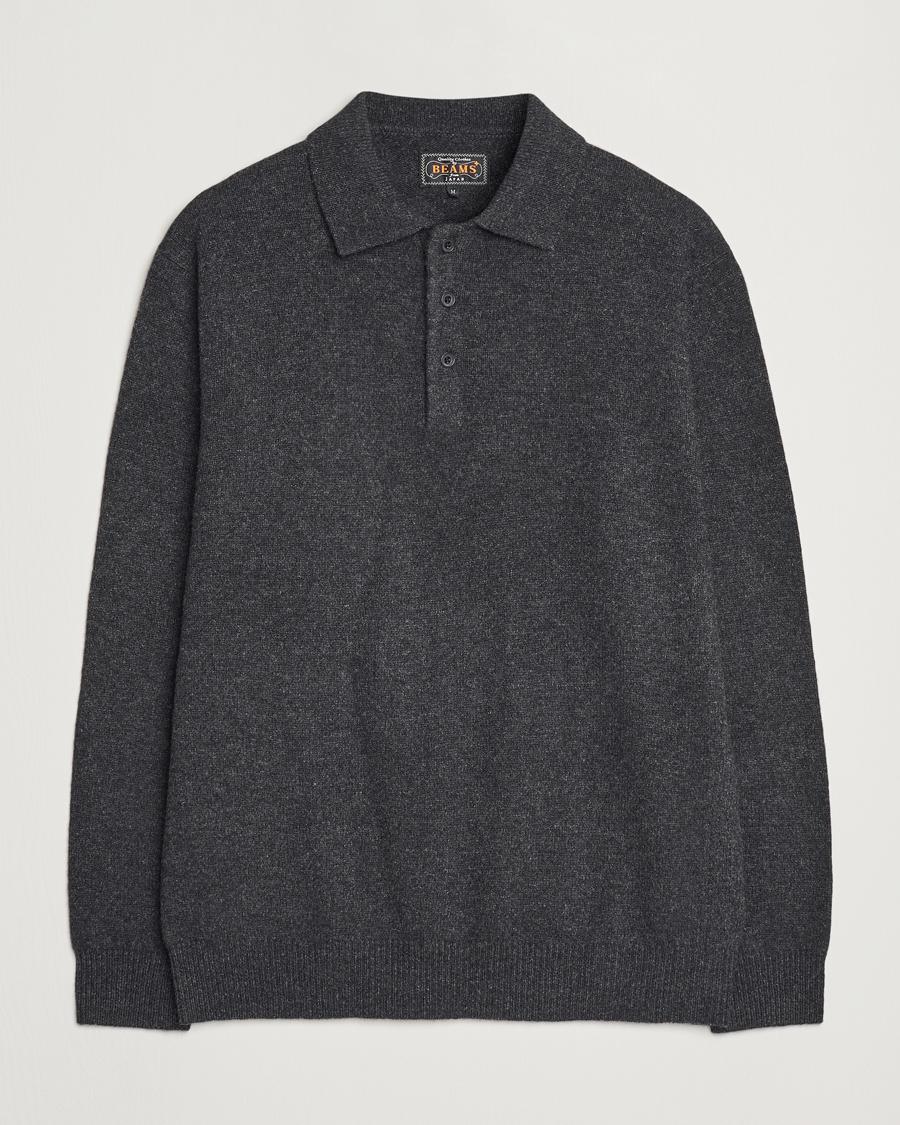 Heren | Truien | BEAMS PLUS | Long Sleeve Knitted Polo Charcoal