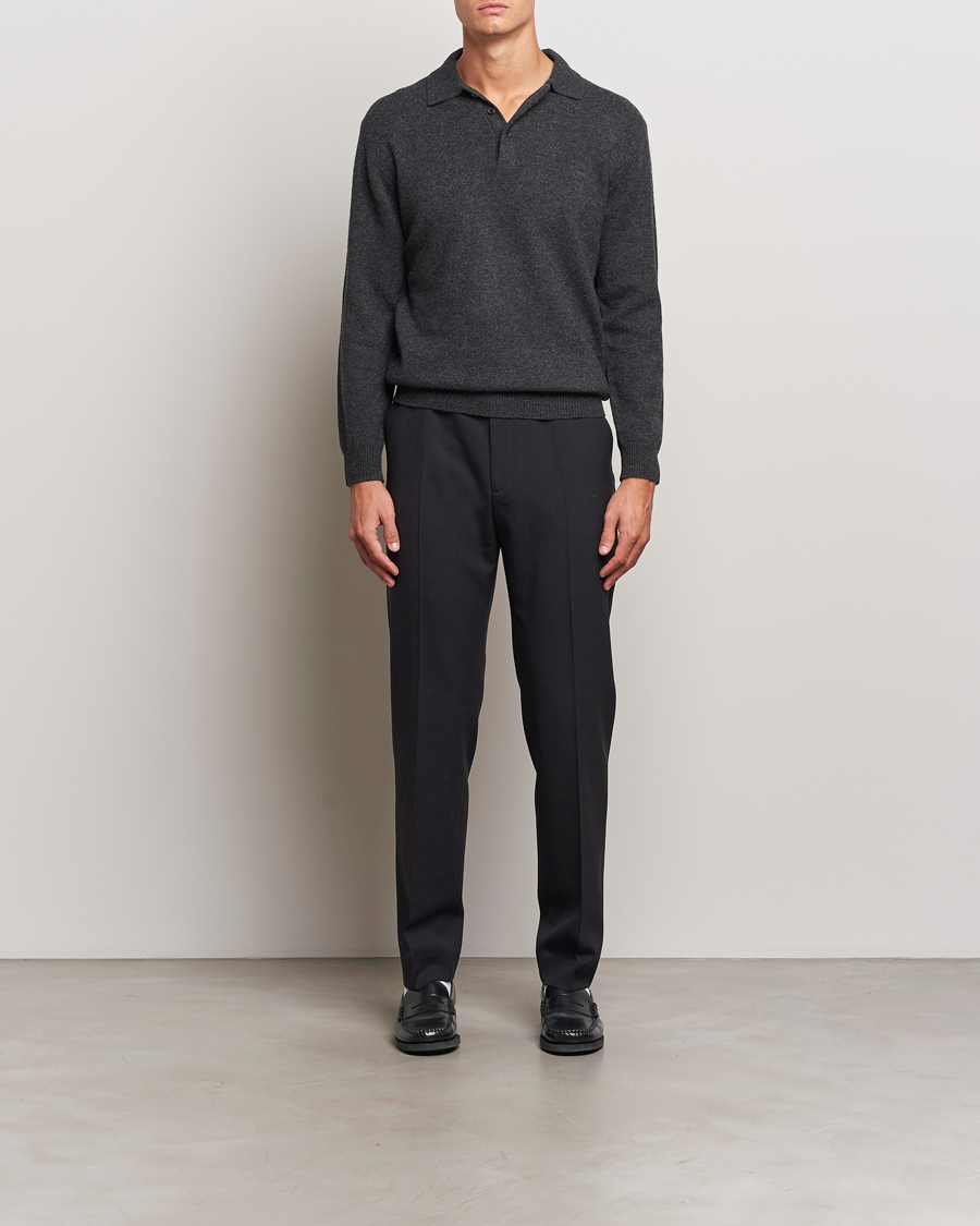 Heren | Truien | BEAMS PLUS | Long Sleeve Knitted Polo Charcoal