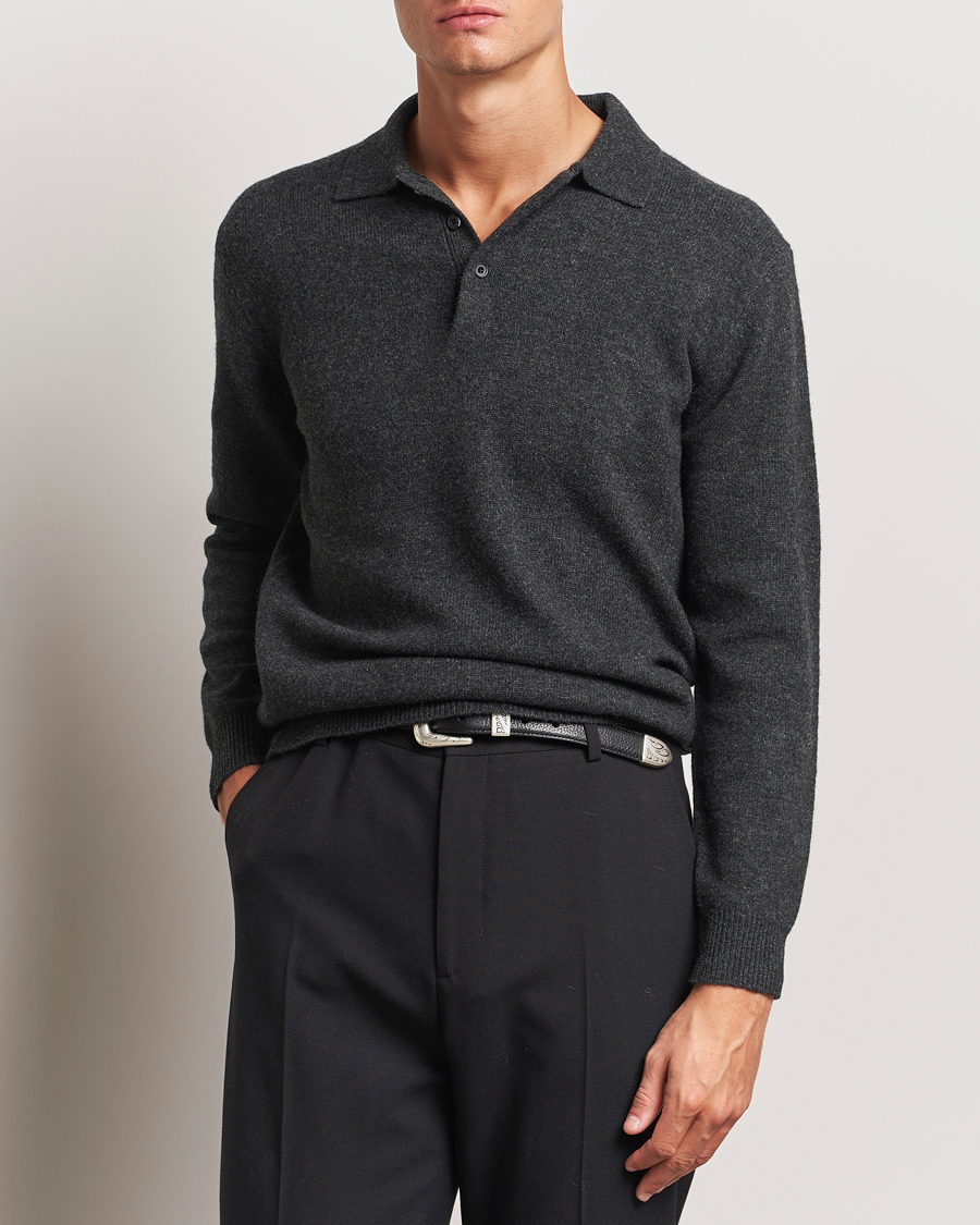 Heren | Truien | BEAMS PLUS | Long Sleeve Knitted Polo Charcoal
