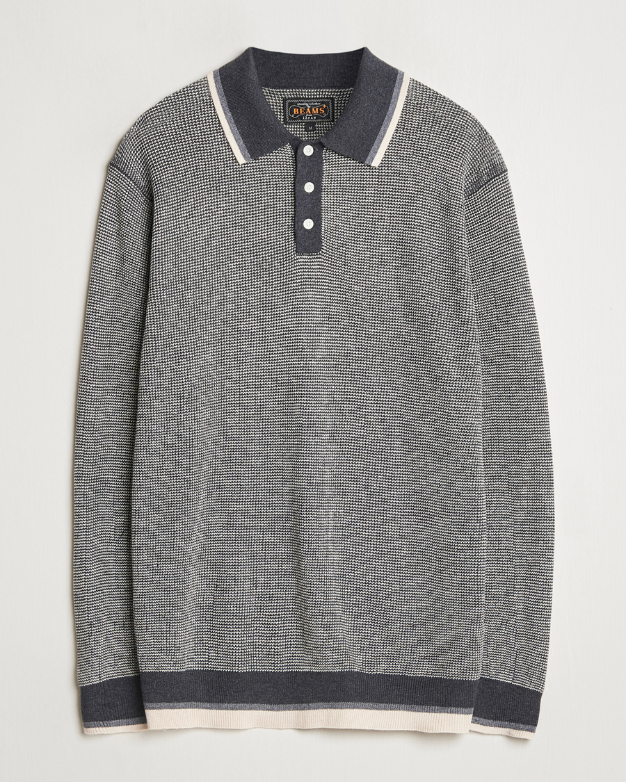 Heren | Truien | BEAMS PLUS | Collar Line Knitted Polo Charcoal