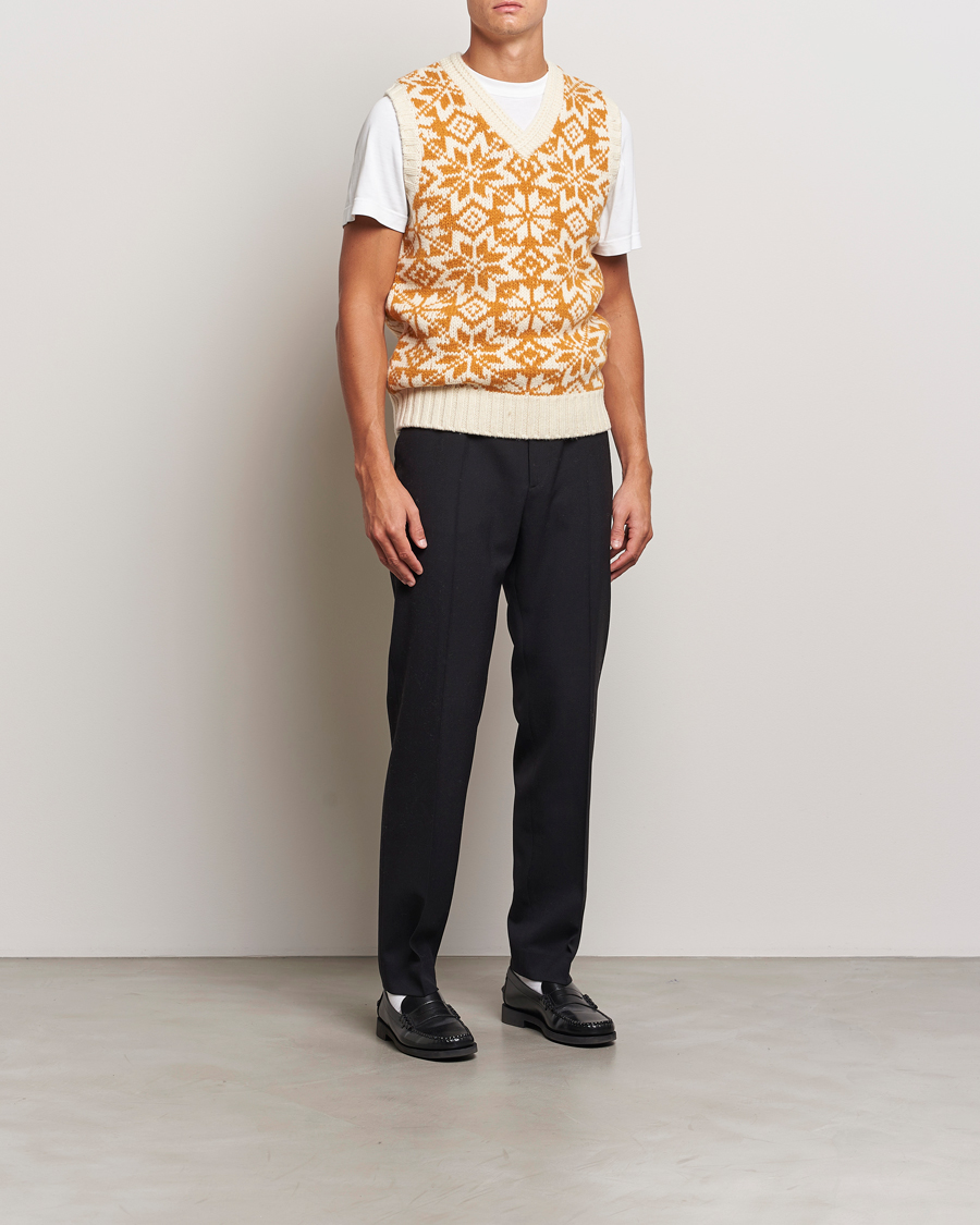 Heren | Truien | BEAMS PLUS | Snow Pattern Knit Vest Gold