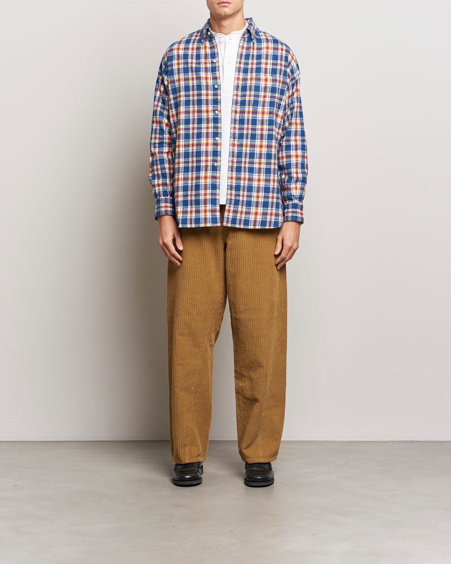 Heren | Overhemden | BEAMS PLUS | Brushed Flannel Button Down Shirt Blue
