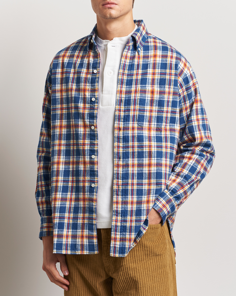 Heren | Overhemden | BEAMS PLUS | Brushed Flannel Button Down Shirt Blue