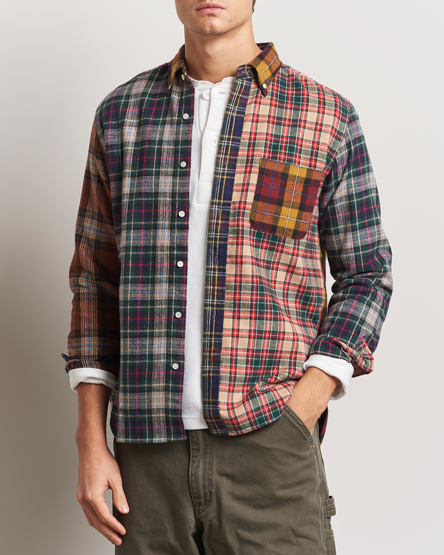 Heren | Overhemden | BEAMS PLUS | Patchwork Flannel Button Down Shirt Mustard Multi