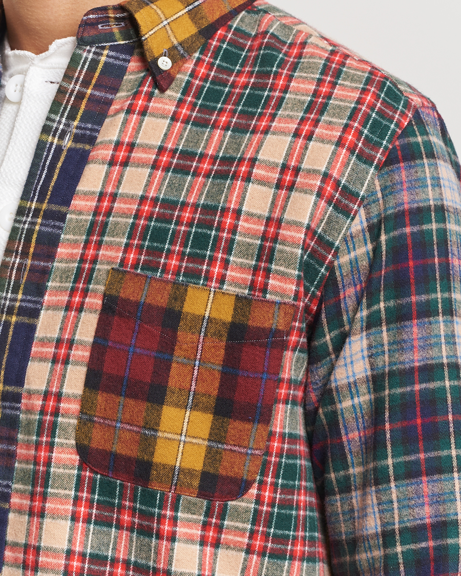 Heren | Overhemden | BEAMS PLUS | Patchwork Flannel Button Down Shirt Mustard Multi